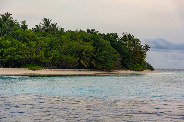 Stunning tropical beach with white sand in the Maldives. a great place to dive into meditation and Nirvana
