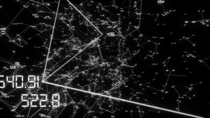 Mathematical network.Mathematical background with flying symbols, functions and equations. - Powered by Adobe
