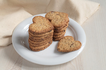 Oatmeal cookies in the shape of a heart