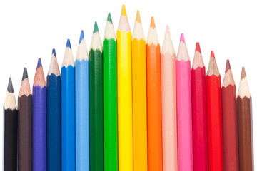 Colored pencils isolated on white background