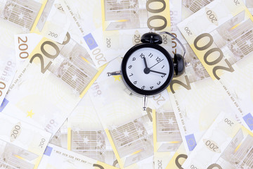 200 Euro Money and Clock