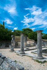 Temple ruins in the forum area of the Roman archaological site of Glanum near St. Remy De Provence, France