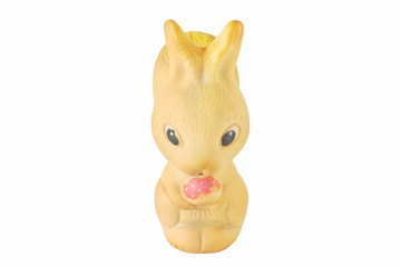 Image of a toy rubber squirrel isolated on a white background.
