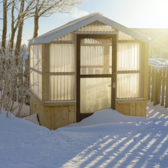 Home greenhouse amongst the snow banks.