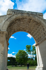 Fototapeta na wymiar The Triumphal Arch on the ancient Roman archaelogical site near the town of St Remy de Provence, France