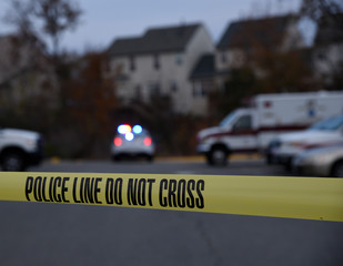 Police Line. Area blocked off as a crime scene.