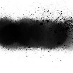 Realistic grunge graffiti spray paint effect on the white wall background. Isolated black ink texture.