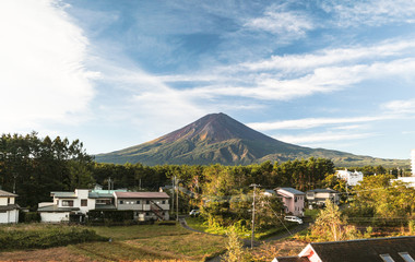 Mt.Fuji clearly without snow cap in the summer season.