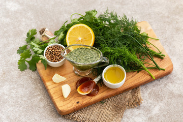 Green sweet and sour homemade sauce