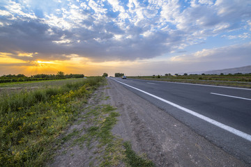road at sunset