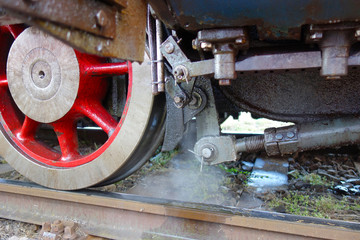 Hot water flows from the locomotive