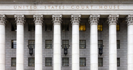 Entrance to the historic United States Court House in New York City