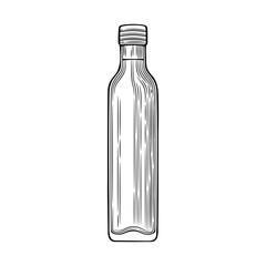 Glass bottle with olive oil. Vector illustration. Vintage style. 