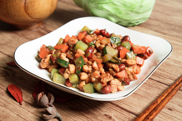 Chinese traditional food, spicy diced chicken with peanuts