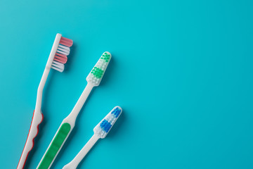 Toothbrushes on blue background