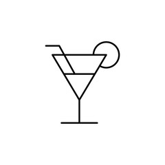 Cocktail sign icon. Outline icon isolated on white background. Cocktail sign Silhouette. Web site, page and mobile app design vector element.