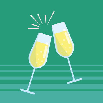 Cups Of Champagne Toast Isolated Icon