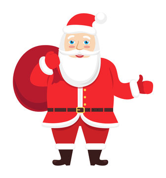 Santa Claus vector giving thumb up hand Christmas isolated on white background