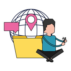 man using mobile social media