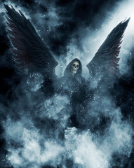 Angel of death on abstract fantasy background 3d illustration