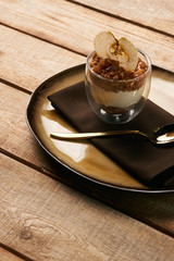 Tasty New york cheese cake with mousse with apple cream