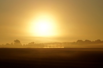 sunset over field