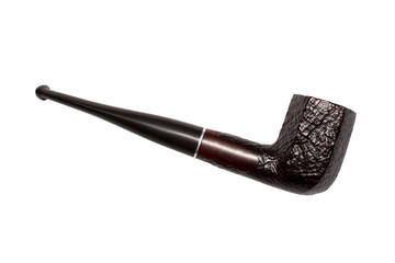 Smoking pipe made of wood on a white background.Smoking pipe for smoking tobacco.Smoking pipe...