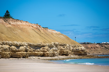 The beautiful Port Willunga beach with turquoise waters on a calm sunny day on 15th November 2018