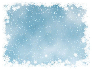 Merry Christmas and Happy New Year blue vector background with stars and snowflakes