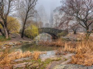 Gapstow bridge in Central Park, New York City in winter