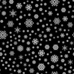 Christmas snowflakes seamless pattern with snowfall