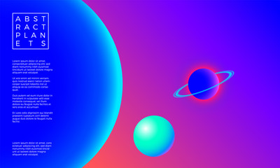 Abstract background with planets in space with ultra vibrant colors