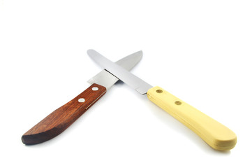 kitchen knife isolated / two steel of kitchen knifeon for chef slice isolated on white background