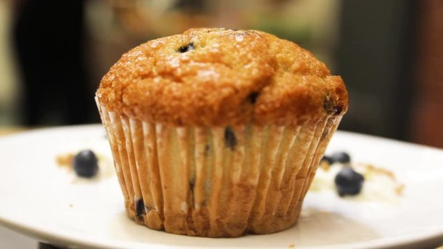 Close up, blueberry muffin