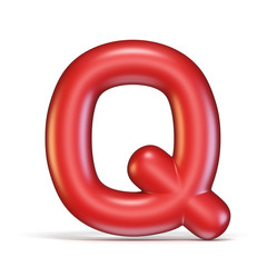 Red glossy font Letter Q 3D