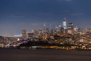 Night view of the Financial District, San Francisco, California