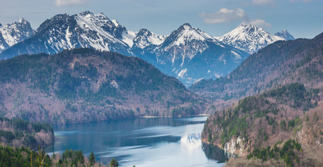 Landscape view of mountain and lake at Central Europe