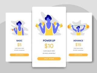 Pricing Table Comparison Illustration with Bodybuilding Concept. Modern flat design concept of web page design for website and mobile website.Vector illustration