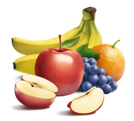 Variety of healthy fresh fruits