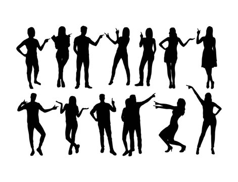 People Pointing Activity Silhouettes, art vector design