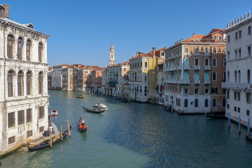 Fototapeta na wymiar Gondolas in the Grand Canal in Venice