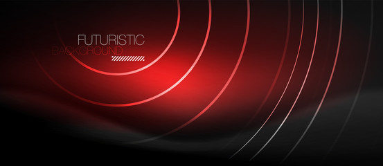 Dark abstract background with glowing neon circles