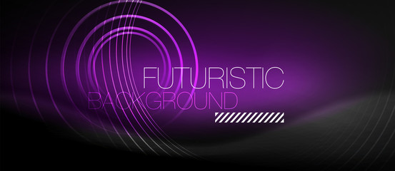 Dark abstract background with glowing neon circles