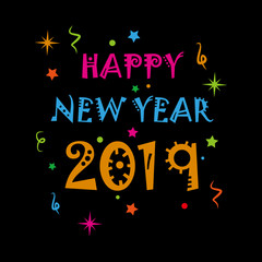 Happy New Year 2019 Colorful Wallpaper background party vector