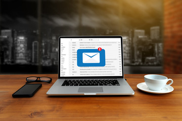 Fototapeta premium Mail Communication Connection message to mailing contacts phone Global Letters Concept