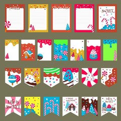 Vector set of cards with sweet candies