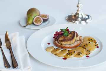 Duck with passion fruit sauce