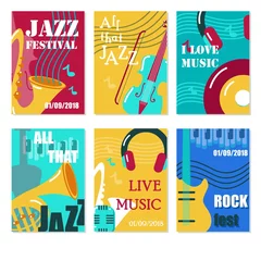 Poster Jazz festival, live music concert vector poster, flyer, card set © Siberian Art