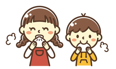 中華まんを食べる子供