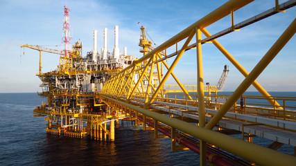 Oil and gas industry .Offshore construction platform for production oil and gas, Production platform and oil and rig industry .